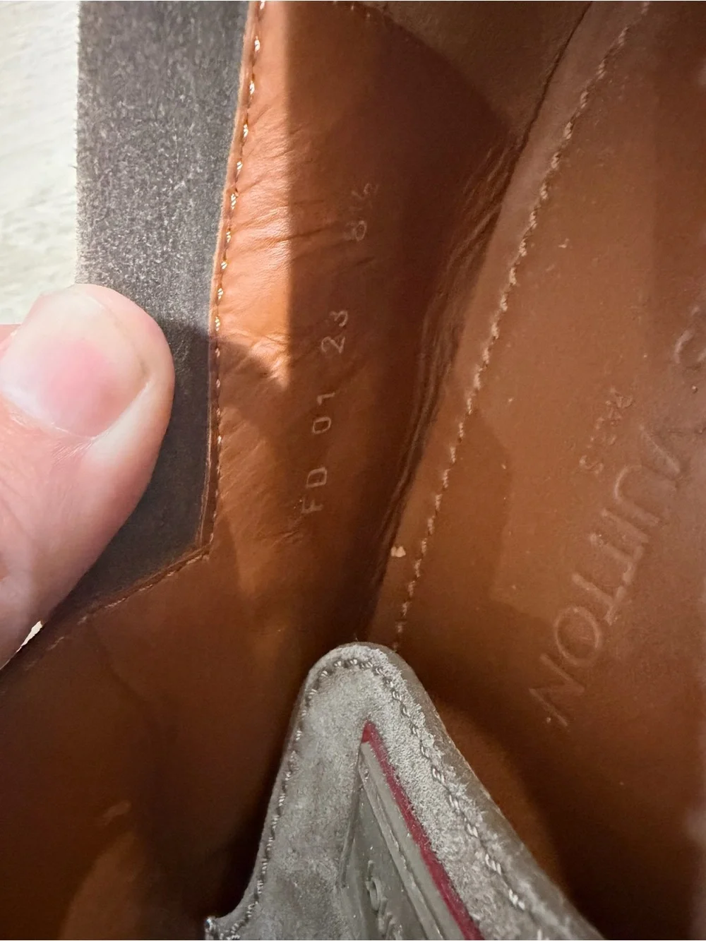 Louis Vuitton Men’s Suede Boat Shoes in Taupe with Red Soles
